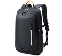 Lekespring Laptop Backpack for Men, 17.3 Inch Slim Business Travel Rucksack | with USB Charging Port, Expandable Water-resistant Lightweight Computer Bag, Black