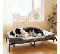 Lekespring Raised Dog Bed, Large Dog Sofa Bed, All Season Washable Elevated Bed for Cat Pet, 2-in-1 Design Orthopedic beds, Steel Frame with Breathable Mesh & Removable Cover，Gray，99x76x26cm