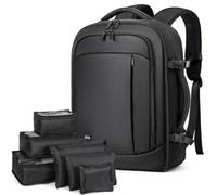 Lekespring Travel Backpack Cabin Size - Carry On Laptop Backpack, Ryanair Approved, 40x20x25 cm with 6 Organizational Compartments(Black)