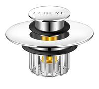 LEKEYE 2-in-1 Bathroom Sink Plug & Strainer, Pop up Sink Plug Replacement for Wash Basin, Bathroom Sink Strainer with Rust Resistant Zinc Alloy Material & Silicone Seal, Fits Most 38-43mm Drains