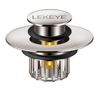 LEKEYE Tub Stopper | Shower Drain Hair Catcher | Pop-up Drain Stopper with Strainer | Bathroom Bathtub Plug | Drain Protector for 1-1/2 to 1-3/4" Bath Drain Hole - Brushed Nickel