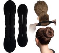 Lekgavd 2 PCS Hair Bun Maker, 2 Sizes Sponge Hair Updo Shaper for Women, Classic Lazy Hair Curler Clip Ties, Hair Styling Accessories for Long, Curly, Straight Hair - Black