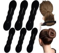 Lekgavd 6 PCS Hair Bun Maker, 2 Sizes Sponge Hair Updo Shaper for Women, Classic Lazy Hair Curler Clip Ties, Hair Styling Accessories for Long, Curly, Straight Hair - Black