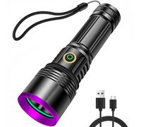 LEKIA 20W 365nm UV Torch, Powerful Type-C USB Rechargeable UV Light High Power Black Light Flashlight for Pet Urine Detection, Resin Curing, Blood Tracking, Scorpion, Rockhounding, A/C Leak Detect