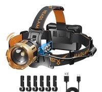 LEKIA Head Torch Rechargeable, Super Bright 100000LM LED Camping Headlamp with Motion Sensor, 7 Modes Zoomable Headtorch 9000mAh Battery Powered, 90° Adjustable IPX67 Waterproof Camping Light