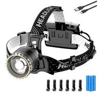LEKIA Head Torch USB Rechargeable, Super Bright 90000LM 4 Modes Headlamp with Sensor Function, Long Battery Life, IP65 Waterproof Zoom LED Head Lamp 90°Angle Adjustable for Outdoor Camping Running