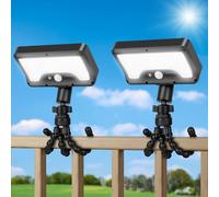 LEKIA Motion Sensor Solar Lights Outdoor with Flexible Octopus Tripod - 1000LM Clip On Solar Sercurity Lights Waterproof, Dual Charging Ourdoor Light for Camping, Fence, Patio - 2 Pack