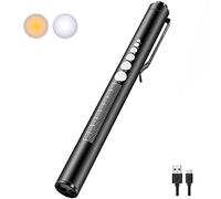 LEKIA Pen Torch Medical, Pen Light for Nurse Slim USB Rechargeable Diagnostic Penlight with Pupil Gauge and Ruler, Dual Beam LED Pen Torches for Nurse Student Doctors(Black)
