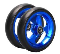 LekLai 4Inch Front Wheels Replacement for Sports Wheelchair, Non-Slip Rubberor for Wheelchairs,Aluminum Hubs, 8Mm Bearings, 2Pcs/Blue/100Mm/4In