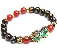 LekLai Wealth Bead Bracelet,Chakra Bracelets,Color Changing Bracelet Gemstone Agate Bracelet for Women Men 8mm Crystal Beaded Bracelet Pi Yao Amulet Wealth Good Fortune Buddhist Prayer Beads Bracelet