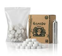 LEKOCH 100 pcs Bamboo Disposable Compressed Towel Tablet White with Travel Tube Mini Portable Compressed Coin Face Wipes for Travel Camping Beauty Outdoor White (White - 100pcs)