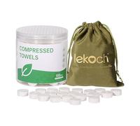 LEKOCH 100 pcs Plant-Based Disposable Compressed Towel Tablet with Storage Bag Mini Portable Compressed Coin Face Wipes for Travel Camping Beauty Outdoor White