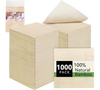 LEKOCH 1000pcs Disposable Bamboo Cocktail Napkins 25 * 25 cm Nature Brown 100% Compostable and Eco 2 Ply Tissue Wedding Party Napkins