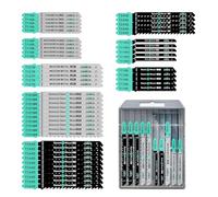 LEKOMESH 50 PCS Contractor Jigsaw Blades Set - Assorted T-Shank Jig Saw Blades for Wood, Plastic and Metal Cutting(T118A*5-T118B*5-T127D*5;T119B*5-T119BO*5-T101BR*10-T144D*10-T244D*5)
