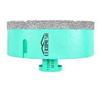 LEKOMESH Diamond Core Drill Bits 110MM - Diamond Hole Saw for Porcelain Ceramic Tile Marble Granite Stone Quartz Vacuum Brazed M14 Thread for Angle Grinder Mint Green