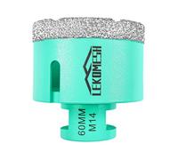 LEKOMESH Diamond Core Drill Bits 60MM - Vacuum Brazed Diamond Hole Saw for Porcelain, Ceramic, Marble, Granite, Stone, Quartz - M14 Thread for Angle Grinder