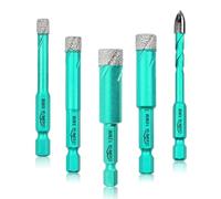 LEKOMESH Diamond Drill Bit Kit - 4pcs 6/8/10/12MM Diamond Hole Saw & 1pc 6MM Carbide Drill with Quick Change Hex Shank for Porcelain Tile Drill Bits for Ceramic Marble Granite Stone Quartz
