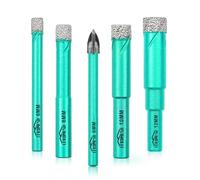 LEKOMESH Diamond Drill Bit Kit - 4pcs 6/8/10/12MM Diamond Hole Saw & 1pc 6MM Carbide Drill with Round Shank for Porcelain Tile Drill Bits for Ceramic Marble Granite Stone Quartz