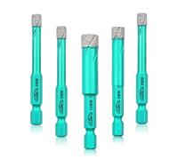 LEKOMESH Diamond Drill Bit Kit - 5pcs 6/6/6/8/10MM Diamond Hole Saw Set Quick-fit Hex Shank Porcelain Tile Drill Bits for Ceramic Marble Granite Stone Quartz Vacuum Brazed