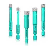 LEKOMESH Diamond Drill Bit Kit - 5pcs 6/6/8/10/12MM Diamond Hole Saw Set Quick-fit Hex Shank Porcelain Tile Drill Bits for Ceramic Marble Granite Stone Quartz Vacuum Brazed