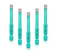 LEKOMESH Diamond Drill Bit Kit - 5pcs 6MM Diamond Hole Saw Set Quick-fit Hex Shank Porcelain Tile Drill Bits for Ceramic Marble Granite Stone Quartz Vacuum Brazed