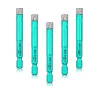 LEKOMESH Diamond Drill Bit Kit - 5pcs 8MM Diamond Hole Saw Set Quick-fit Hex Shank Porcelain Tile Drill Bits for Ceramic Marble Granite Stone Quartz Vacuum Brazed