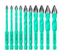 LEKOMESH Masonry Drill Bits Set - 10pcs 5mm*2+6mm*2+8mm*2+10mm*2+12mm*2 Concrete Drill Bits Set Ceramic Drill Bit for for Wood, Plastic, Masonry, Ceramic Tile, Marble, Glass, Quick Change Hex Shank