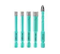 LEKOMESH Porcelain Tile Drill Bits - 4pcs 6/6/8/10MM Diamond Hole Saw & 1pc 6MM Carbide Drill with Quick Change Hex Shank for Porcelain Tile Drill Bits for Ceramic Marble Granite Stone Quartz