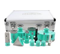 LEKOMESH Tile Hole Saw Kit - (6/6/8/20/35/50/68/100mm+20mm Finger Bit+50mm Chamfer Bit+SDS/HEX Adapter) Diamond Core Drill Bits Set for Porcelain Tile Ceramic Marble Brick Concrete,M14 Thread