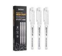 Lekreo Gold Silver White Ink Gel Pens, 1mm Medium Fine Point, Opaque archival Ink Pen for Dark Paper Drawing,Sketching, Illustration, Card Making, Bullet Journaling (White Ink - 3 Packs)