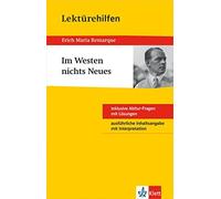 Lekturehilfen "Im Westen nichts Neues", Remarque 9783129230879 Free Shipping.