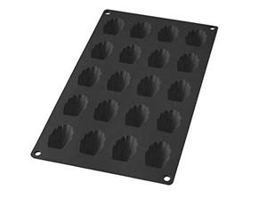 Lékué 20 Cavity Gourmet Shell Shaped Mini Madeleine Mould, Black