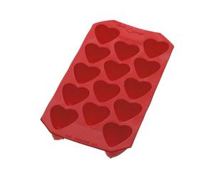Lékué Hearts Ice Cube Tray with lid, Red, 14-Piece 22x11.3x2.5 cm