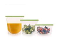 Lékué Kit 3 Reusable Silicone Bags, Green, S/M/L Kit 3 sizes