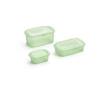 Lekue Set of 3 Reusable silicone Boxes, Green