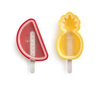 Lékué Pack 4 Tropical Fruit Ice Cream Molds, Silicone, Red/Yellow, 18.5 x 8 x 11.6 cm