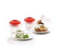Lékué - Ovo, Egg Cooker Set of 2 - Square & Round Platinum Silicone, 3402400SURU008