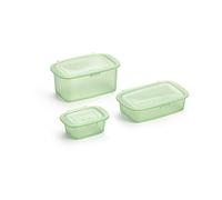 Lékué Reusable Silicone Food Storage Box Container Set of 3. Includes 0.2 L,0.5 L, 1.0L