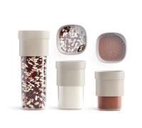 Lékué Set Kitchen Food Storage Jars, Flip Storage Set, Beige, L/M Set