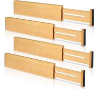 LeKuni Bamboo Kitchen Drawer Dividers, Small Adjustable Drawer Organizers, Spring Loaded, Drawer Organizer, Kitchen, Dresser, Bathroom, Bedroom, Children's Drawer,