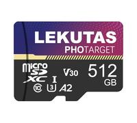 LEKUTAS 512GB Micro SD Card, microSDXC UHS-I Flash Memory Card TF Card, High Speed 100MB/s, C10, U3, A2, V30, for Full HD, 4K UHD Video Recording