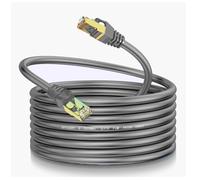 LEKVKM Cat8 Ethernet Cable 400Ft, Round S/FTP Shielded, Heavy Duty, 40Gbps 2000MHz, Outdoor & Indoor, Pre-Terminated RJ45 Connectors + Free Cable Clips, Grey