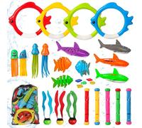 Lekwaiin Diving Toys for Kids, 28 PCS Sinkers Swimming Pool Underwater Training Treasure Game Dive Toys with Storage Bag