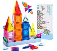 Lekwaiin Magnetic Tiles, 40Pcs Mini Travel Magnet Building Blocks for Kids