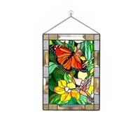 LELAMP Window Hangings Stained Glass Panel Rectangle Acrylic Window Hangings Panel Suncatcher Hanging Ornaments Art Home Decor Garden Decoration Home Office Decoration Art Pendant