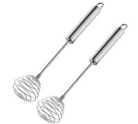 Lelasety Stainless Steel Spring Coil Whisk Set 2 Pack, Wire Whip Egg Beater, Kitchen Cookware Hand Mixer For Cooking, Mixing, Blending, Beating, Stirring, 8.7Inch