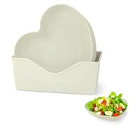 LELE LIFE 10 Pack Heart Plates with Holder, 15cm Heart Shaped Bowls Dishes Dessert Plates for Appetizer Salad Fruit Cake Snack, Ideal for Valentine‘s Day Wedding Party, Beige
