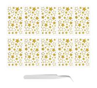 LELE LIFE 10 Sheet Glitter Gold Star Stickers, Self-Adhesive Assorted Shiny Star Labels Sparkly Small Star Decals for Crafts Christmas Scrapbooks Cards Reward with Tweezers, Gold Hollow