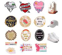 LELE LIFE 13 Pieces Iron On Patches for Clothes Hats, Positive Affirmations Cute Embroidered Sew on Patch Boho Style Inspirational Words for Backpacks, Jackets, Jeans