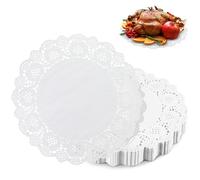 LELE LIFE 150Pcs Paper Doilies for Food Tables, Paper Doilies 30cm Round, Paper Lace Doilies for Crafts Desserts Cake, White Doilies Placemat for Party Weddings Birthday